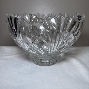 VTG Gorham Cut Lead Crystal Footed Pedestal Centerpiece Bowl 9” Heavy 1960's EUC